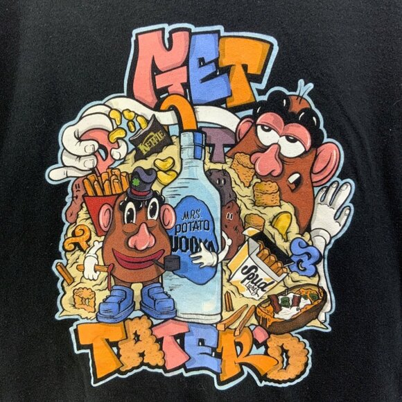 Portland Prints Tee Shirt Mens Sz L Get Tater’d Potato Head Fries Chips Vodka - Picture 1 of 6